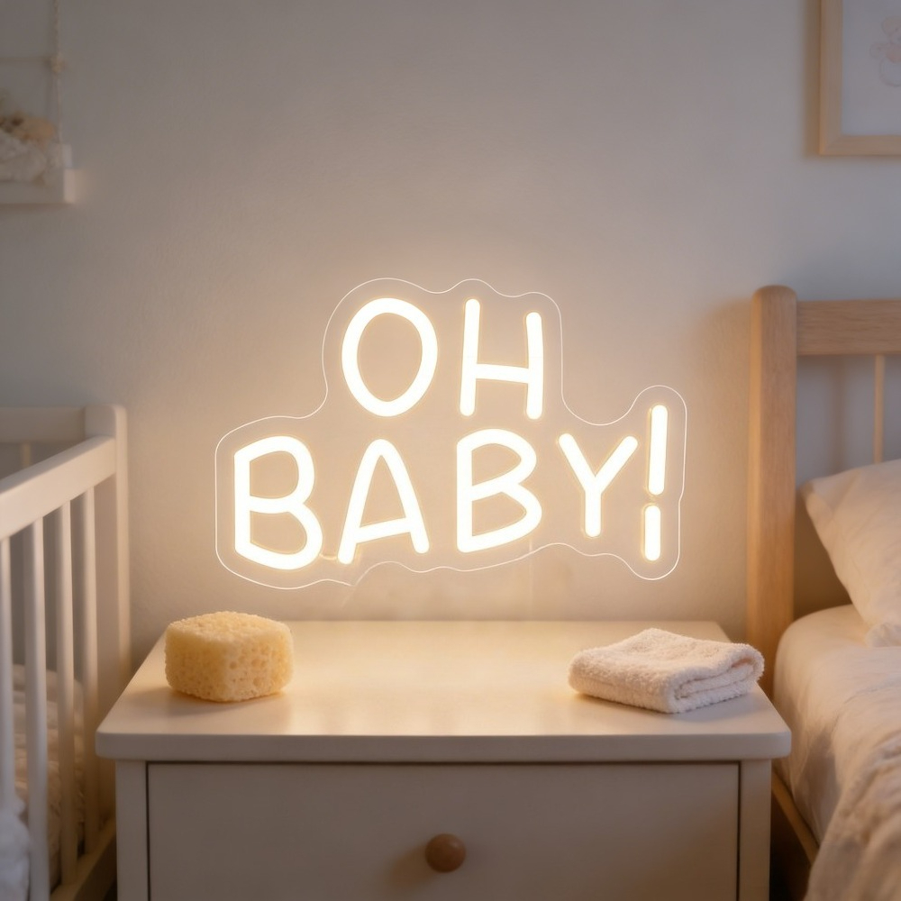 Baby Nursery Wall Lights - ป้ายไฟนีออน OH BABY สำหรับตกแต่งผนัง ไฟ LED