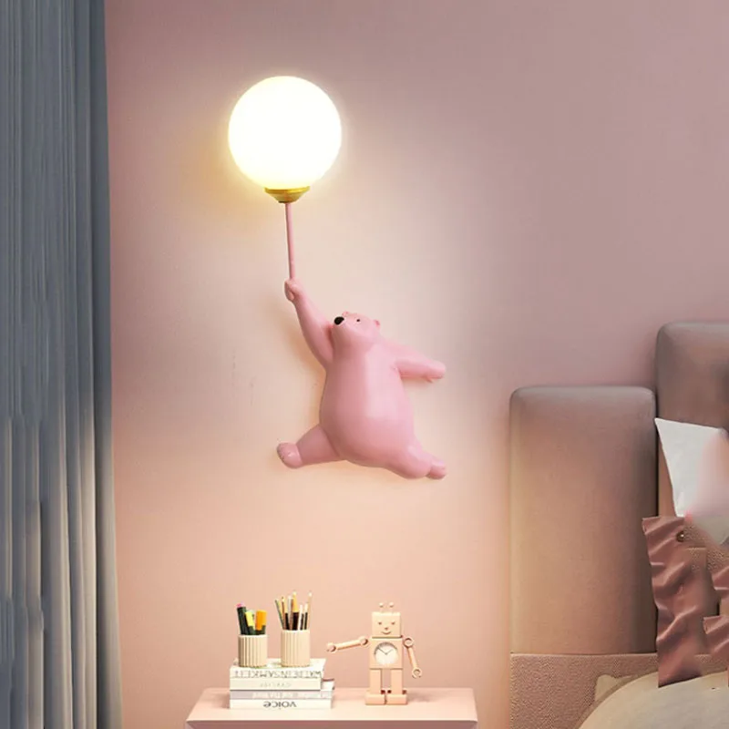 Baby Nursery Wall Lights - การ์ตูนหมีขั้วโลก LED Sconce Light Creative Wall