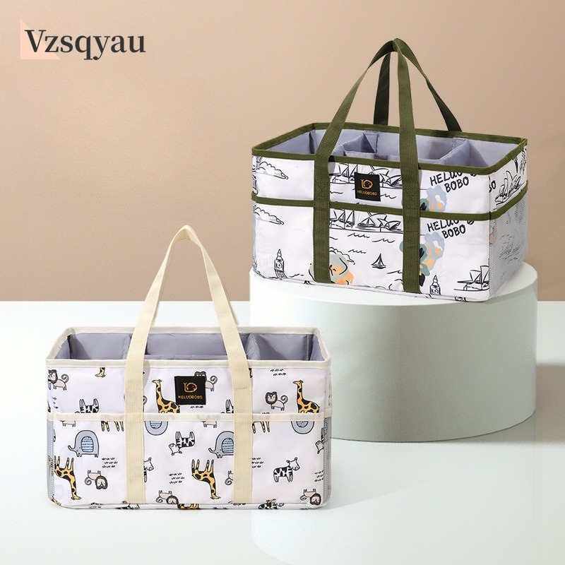 Baby Nursery Essentials - กระเป๋าใส่ผ้าอ้อมเด็กแบบพกพา กล่องเก็บของใช้จำเป็นสำหรับเด็กอ่อน ใช้ได้ทั้งบนโต๊ะเปลี่ยนผ้าอ้อมและในรถยนต์