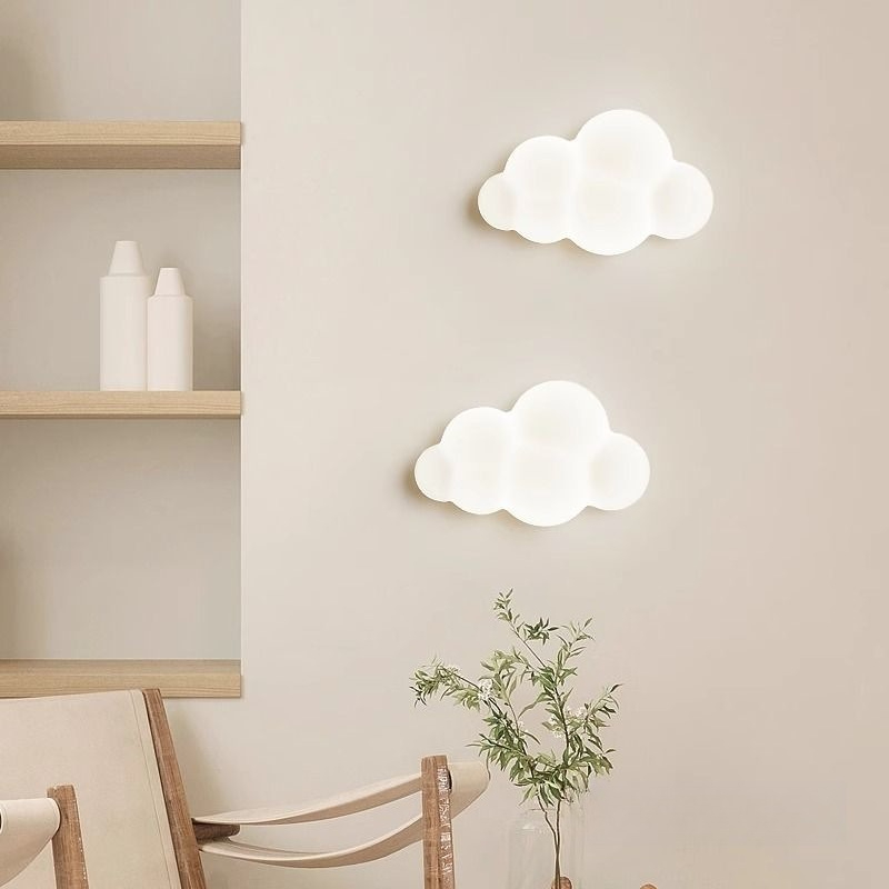 Baby Nursery Wall Lights - โคมไฟติดผนังรูปเมฆสีขาว สำหรับห้องเด็ก ห้องนอนเด็ก โคมไฟรูปดาว โคมไฟข้างเตียงเด็กชาย เด็กหญิง
