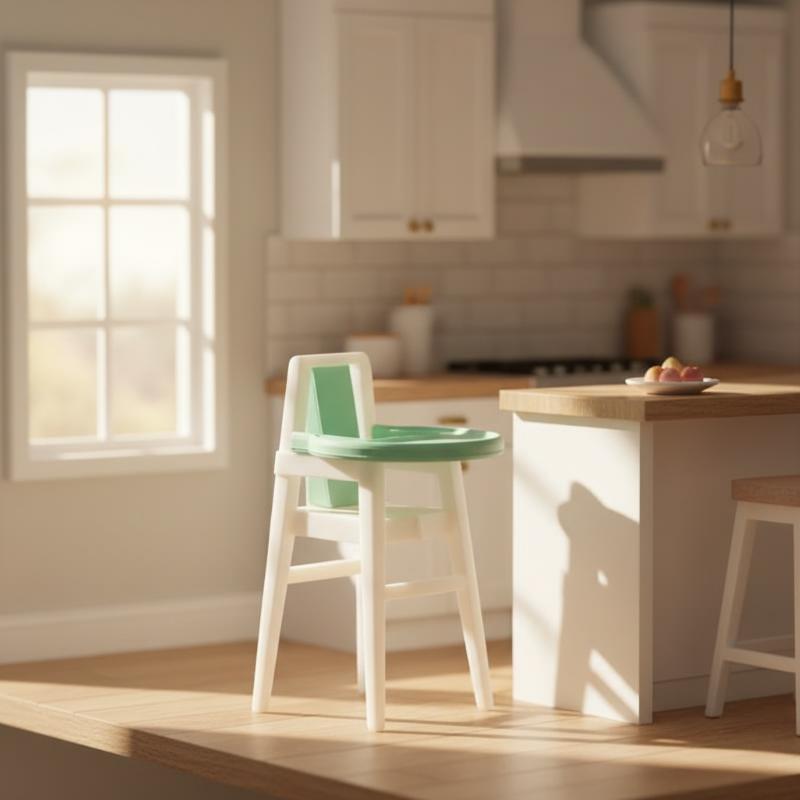 Baby Nursery Chair - เก้าอี้สูงสำหรับเด็กขนาดจิ๋ว 1/12 สเกล พร้อมถาด โต๊ะอาหาร เฟอร์นิเจอร์จิ๋ว