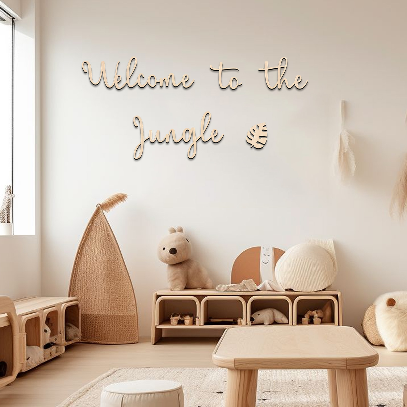 Baby Nursery Ornaments - ป้ายไม้ต้อนรับสู่ป่า - ของตกแต่งห้องเด็ก, งานศิลปะติดผนังธีมป่า, ธีมสัตว์ป่า, ของขวัญสำหรับงานเลี้ยงฉลองทารก,