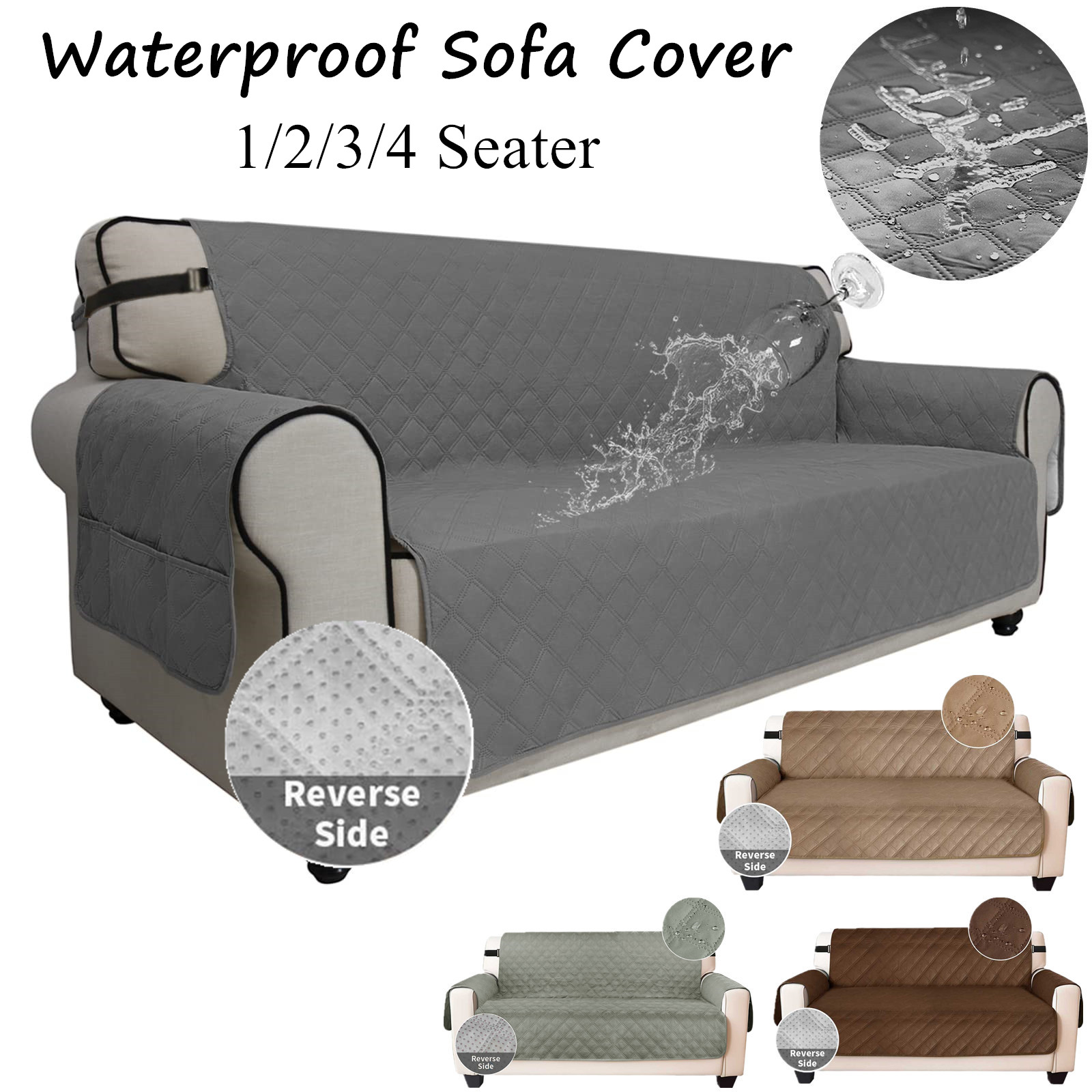 Baby Nursery Chair - โซฟากันน้ํา REVERSIBLE Quilted โซฟาสําหรับ 1/2/3/4 ที่นั่งโซฟาเฟอร์นิเจอร์