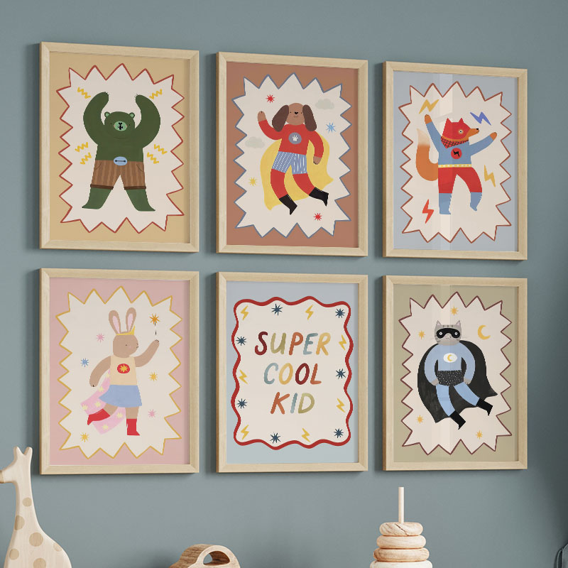 Baby Nursery Ornaments - ภาพวาดการ์ตูนตลกๆ สุดเท่ห์ สำหรับตกแต่งผนังห้องเด็ก ลายหมี กระต่าย สุนัขจิ้งจอก