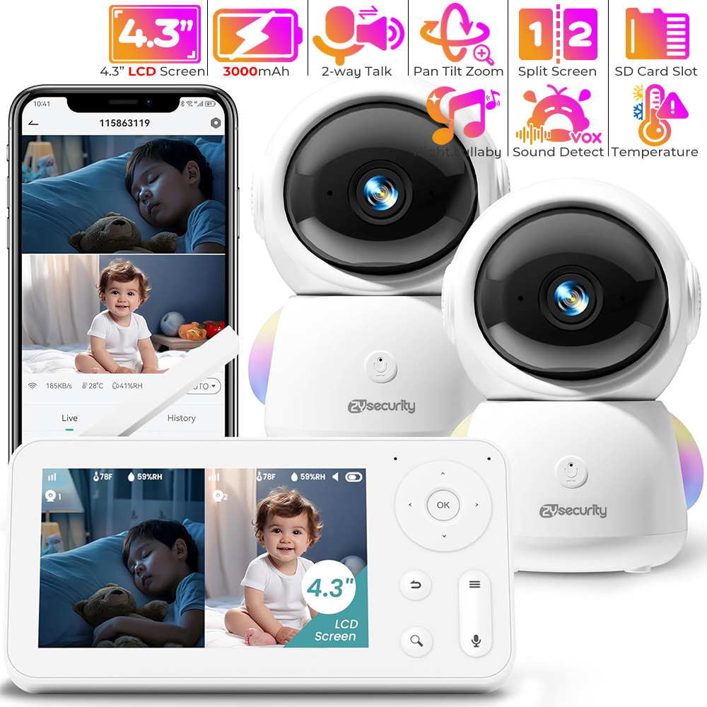 2K เครื่องเฝ้าดูเด็กพร้อมกล้อง - Baby Nursery Temperature บทวิจารณ์และราคา