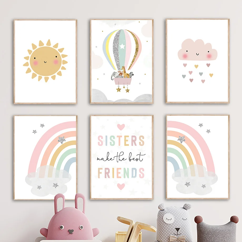 ยีราฟ ช้าง บอลลูนลมร้อน ดวงอาท - Baby Nursery Posters บทวิจารณ์และราคา