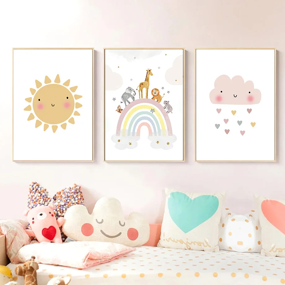 ยีราฟ ช้าง บอลลูนลมร้อน ดวงอาท - Baby Nursery Posters บทวิจารณ์และราคา