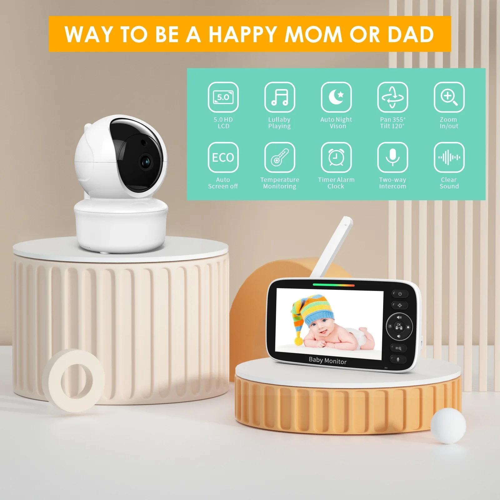 จอภาพดูเด็กพร้อมหน้าจอ LCD 5 น - Baby Nursery Temperature บทวิจารณ์และราคา