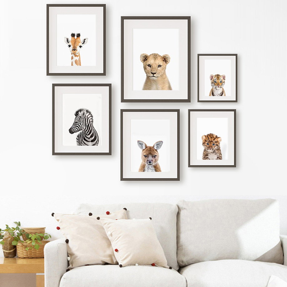 ภาพวาดบนผ้าใบไร้กรอบ 1 ชิ้น ภา - Baby Zoo Nursery บทวิจารณ์และราคา