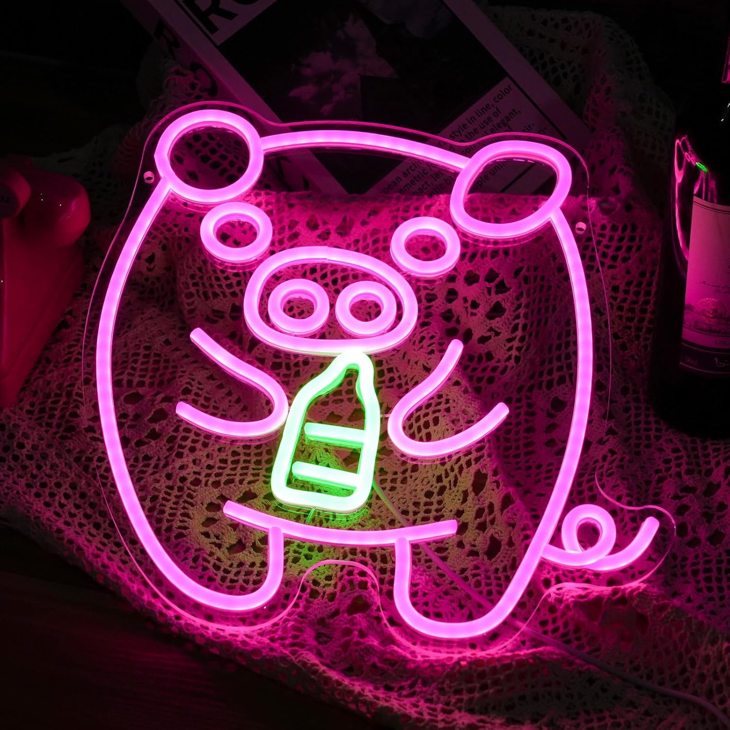 ป้ายไฟนีออนรูปขวดนมลูกหมู LED  - Baby Nursery Wall Lights บทวิจารณ์และราคา