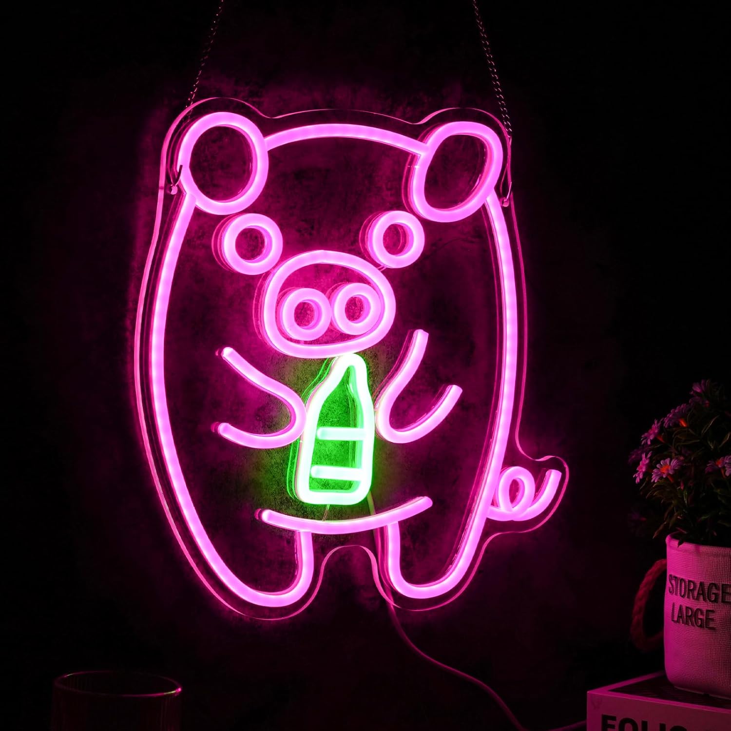 ป้ายไฟนีออนรูปขวดนมลูกหมู LED  - Baby Nursery Wall Lights บทวิจารณ์และราคา
