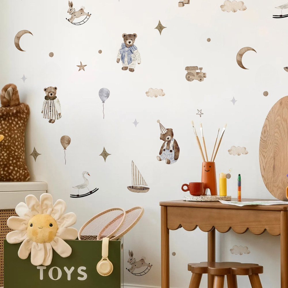 สติ๊กเกอร์ติดผนังสไตล์โบโฮ วิน - Baby Nursery Wallpaper Neutral บทวิจารณ์และราคา