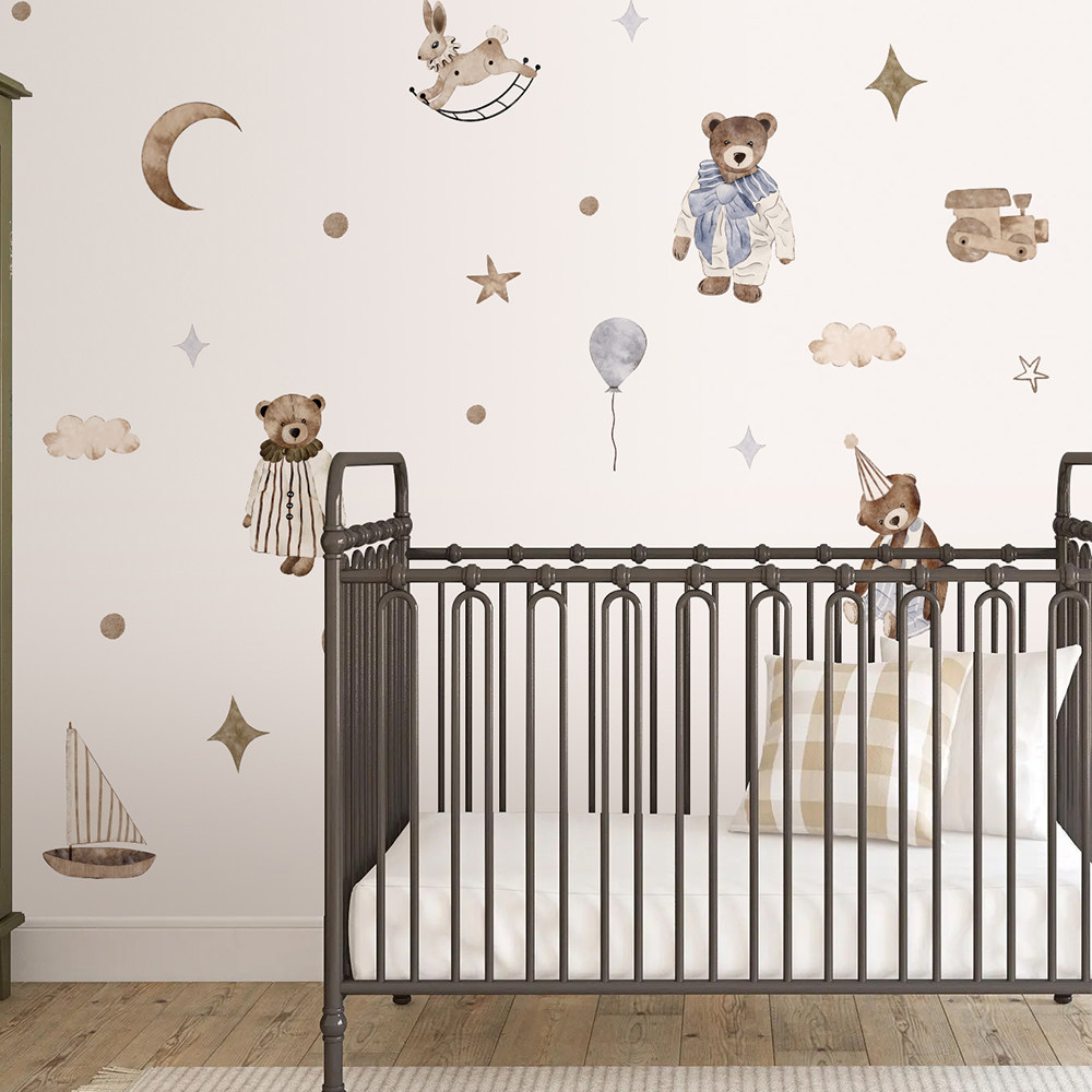 สติ๊กเกอร์ติดผนังสไตล์โบโฮ วิน - Baby Nursery Wallpaper Neutral บทวิจารณ์และราคา