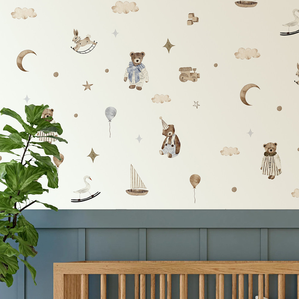 สติ๊กเกอร์ติดผนังสไตล์โบโฮ วิน - Baby Nursery Wallpaper Neutral บทวิจารณ์และราคา