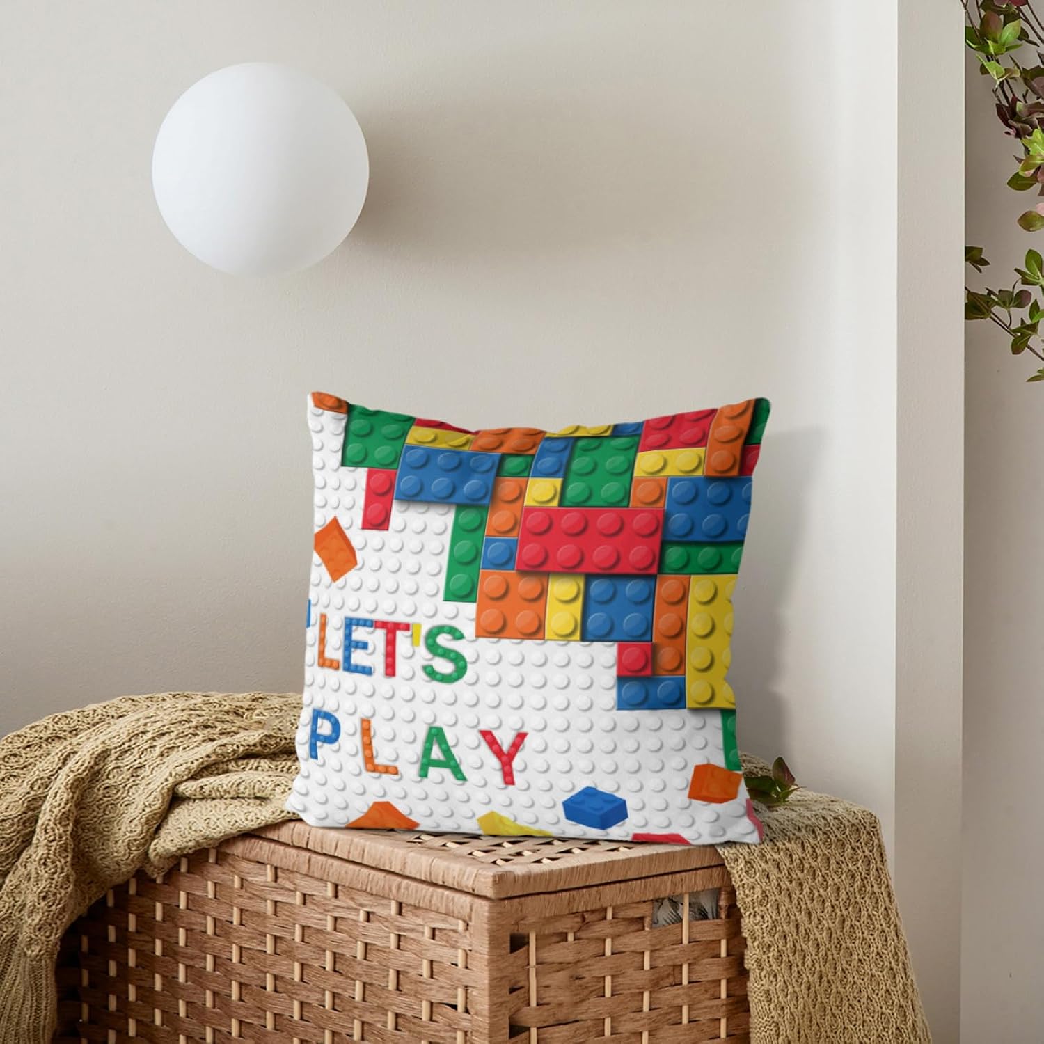 ปลอกหมอนลายบล็อกสีสันสดใส ตกแต - Baby Nursery Chair บทวิจารณ์และราคา