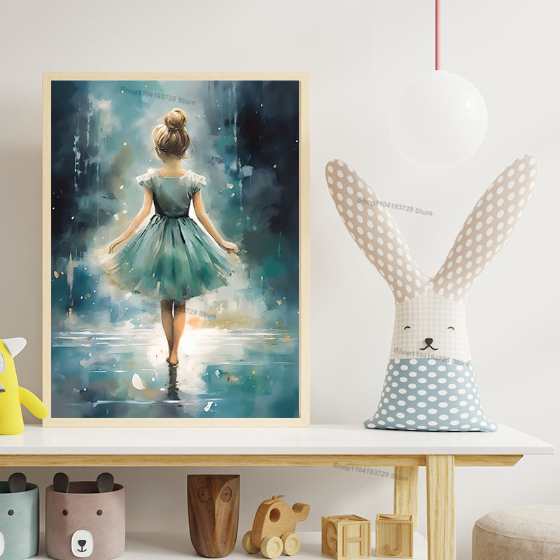 ภาพวาดสีน้ำ บัลเลต์ เด็กผู้หญิ - Baby Nursery Posters บทวิจารณ์และราคา