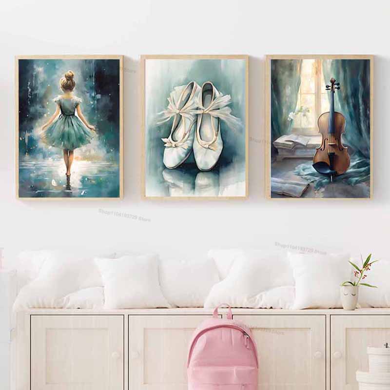 ภาพวาดสีน้ำ บัลเลต์ เด็กผู้หญิ - Baby Nursery Posters บทวิจารณ์และราคา