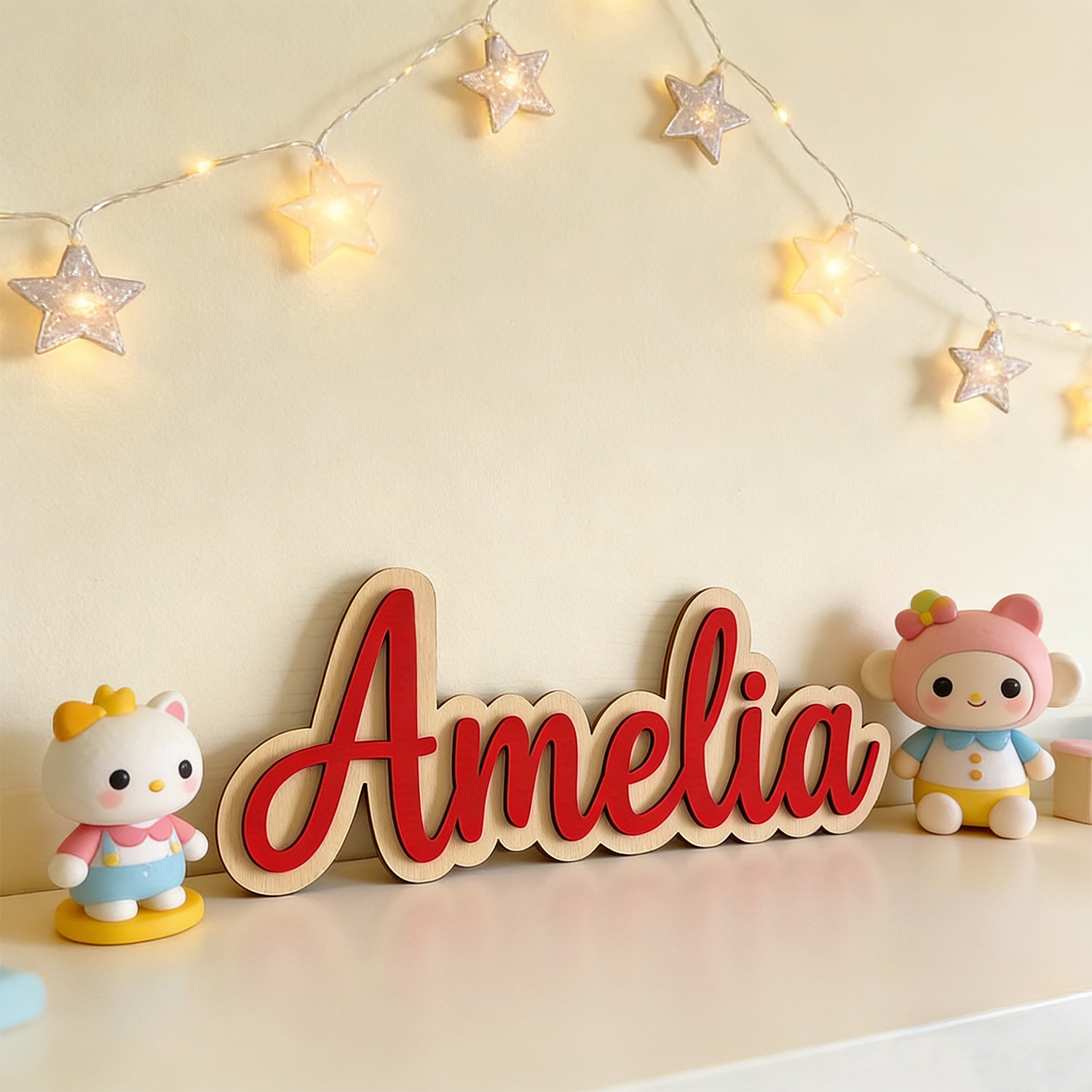 ป้ายชื่อสกุลไม้สองชั้นแบบกำหนด - Baby Nursery Ornaments บทวิจารณ์และราคา