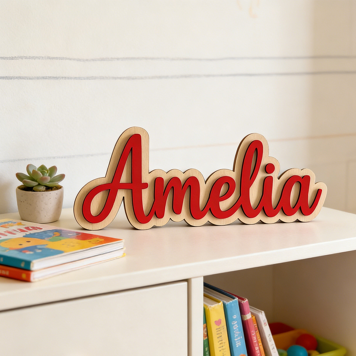 ป้ายชื่อสกุลไม้สองชั้นแบบกำหนด - Baby Nursery Ornaments บทวิจารณ์และราคา