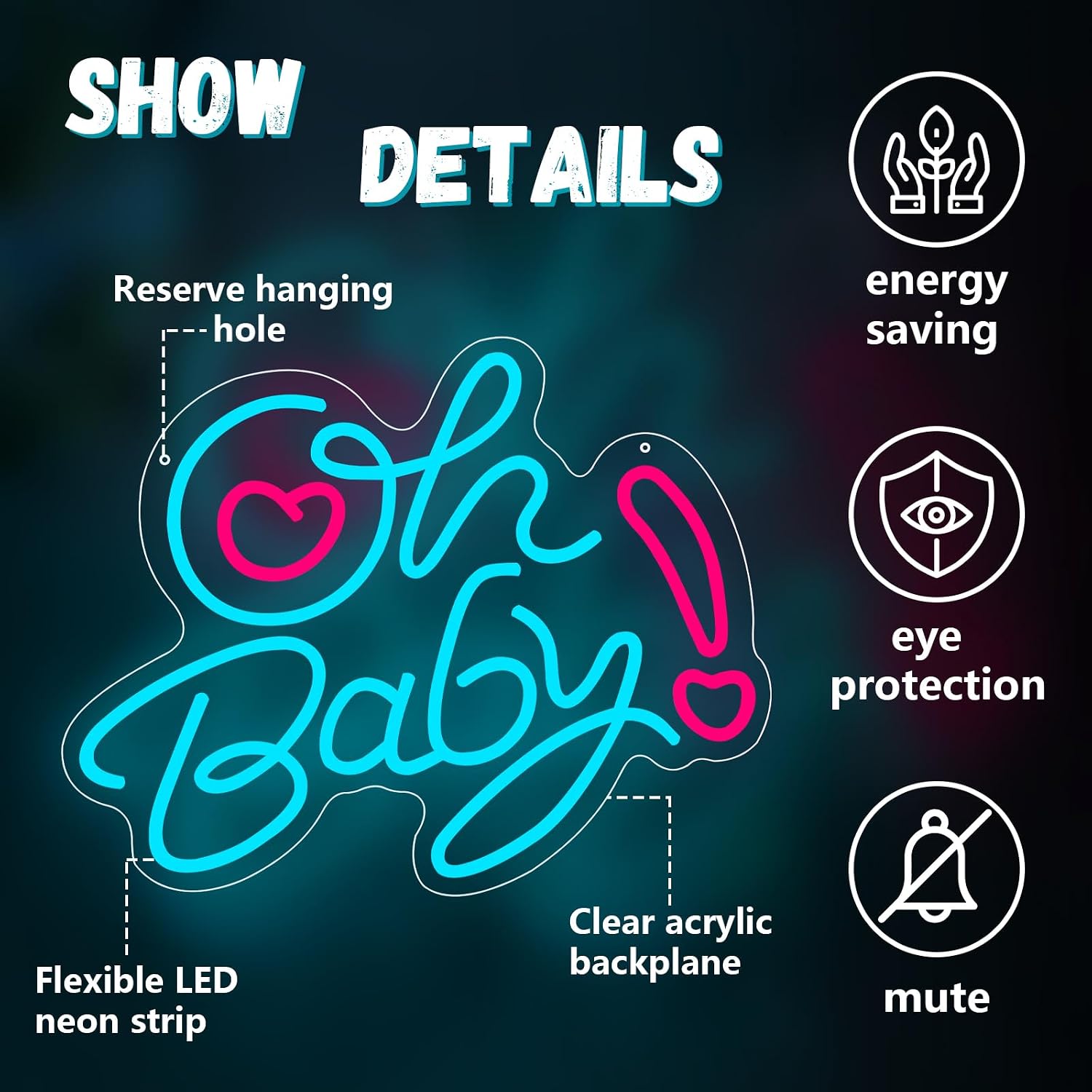 ป้ายไฟ LED รูปหัวใจ Oh Baby พร - Baby Nursery Wall Lights บทวิจารณ์และราคา