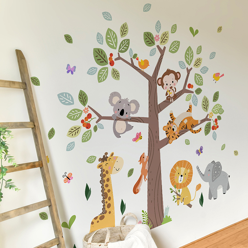 สติ๊กเกอร์ติดผนังลายสัตว์ป่าขน - Baby Zoo Nursery บทวิจารณ์และราคา