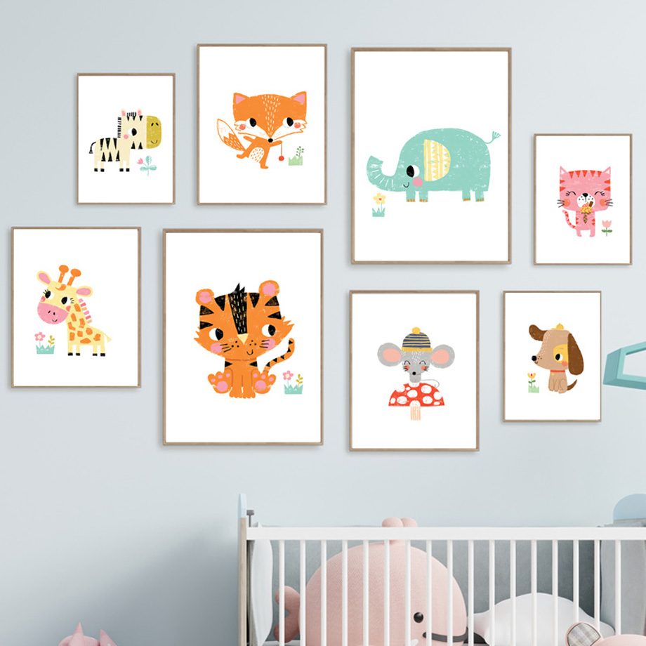 ภาพวาดบนผ้าใบแบบไม่มีกรอบ 1 ชิ - Baby Zoo Nursery บทวิจารณ์และราคา