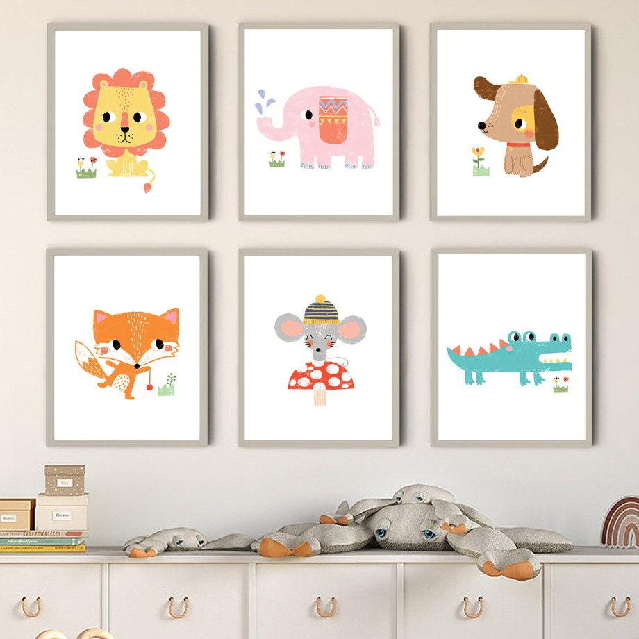 ภาพวาดบนผ้าใบแบบไม่มีกรอบ 1 ชิ - Baby Zoo Nursery บทวิจารณ์และราคา