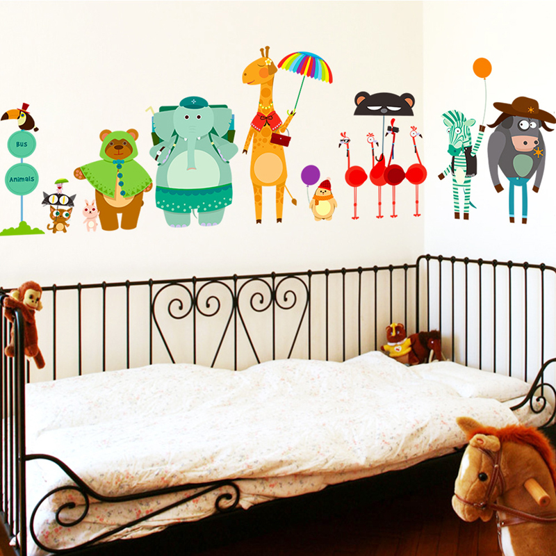 การ์ตูน Zoo Bus Station Wall ส - Baby Zoo Nursery บทวิจารณ์และราคา