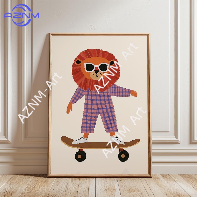 โปสเตอร์สัตว์ตลกเล่นสเก็ตบอร์ด - Baby Nursery Posters บทวิจารณ์และราคา