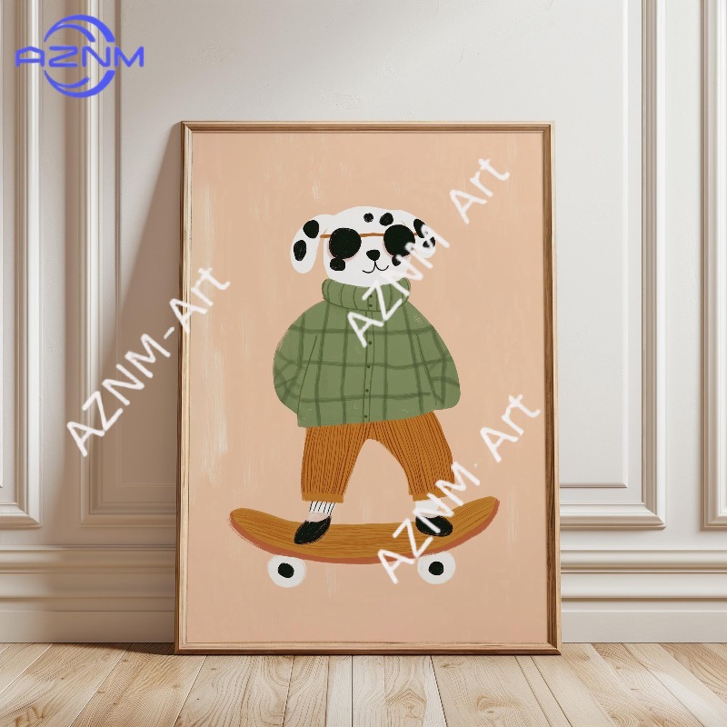 โปสเตอร์สัตว์ตลกเล่นสเก็ตบอร์ด - Baby Nursery Posters บทวิจารณ์และราคา
