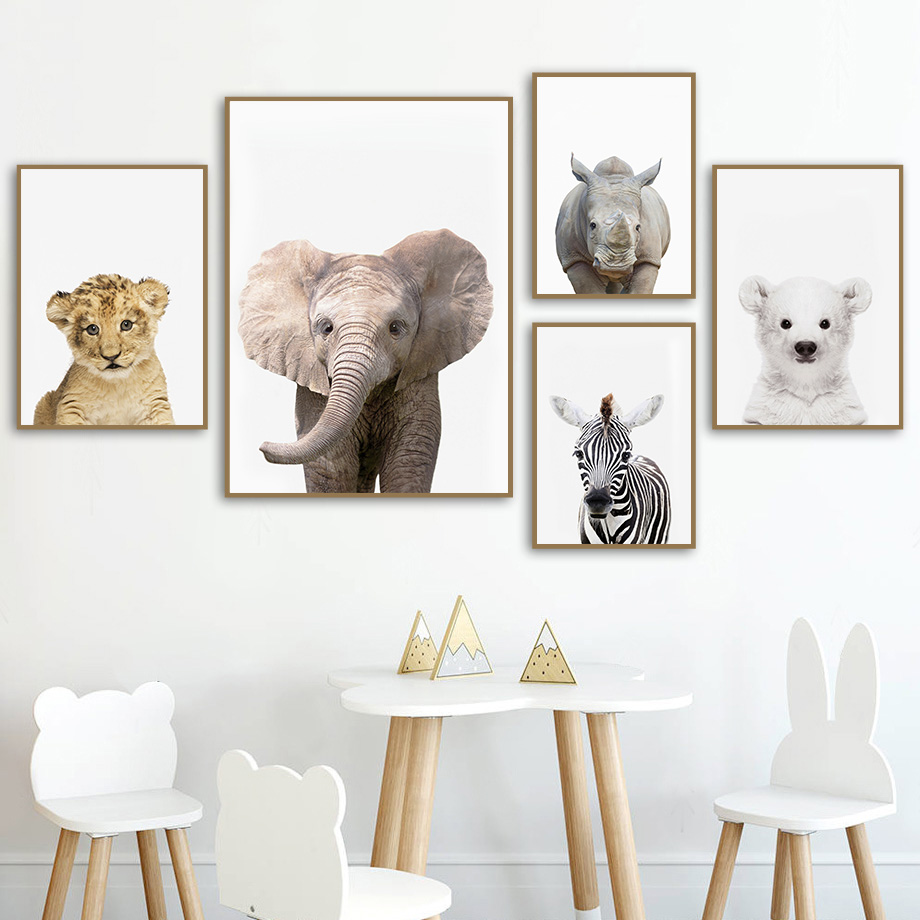 ภาพพิมพ์บนผ้าใบแบบไม่มีกรอบ 1  - Baby Zoo Nursery บทวิจารณ์และราคา