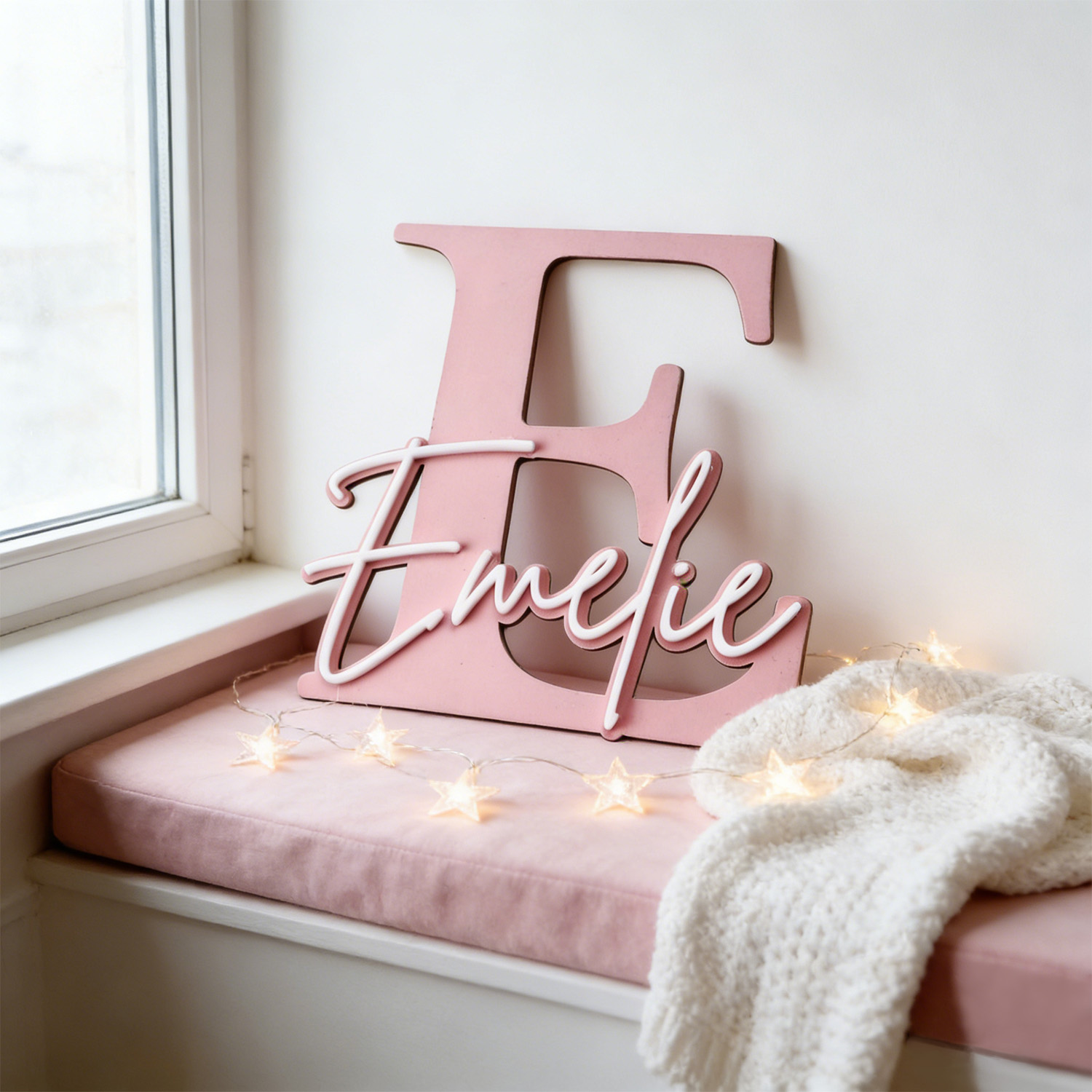 ป้ายไม้ตกแต่งชื่อแบบสองชั้น 1  - Baby Nursery Ornaments บทวิจารณ์และราคา