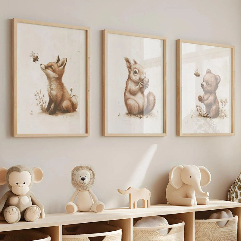 หมี กระต่าย สุนัขจิ้งจอก กวางก - Baby Nursery Posters บทวิจารณ์และราคา